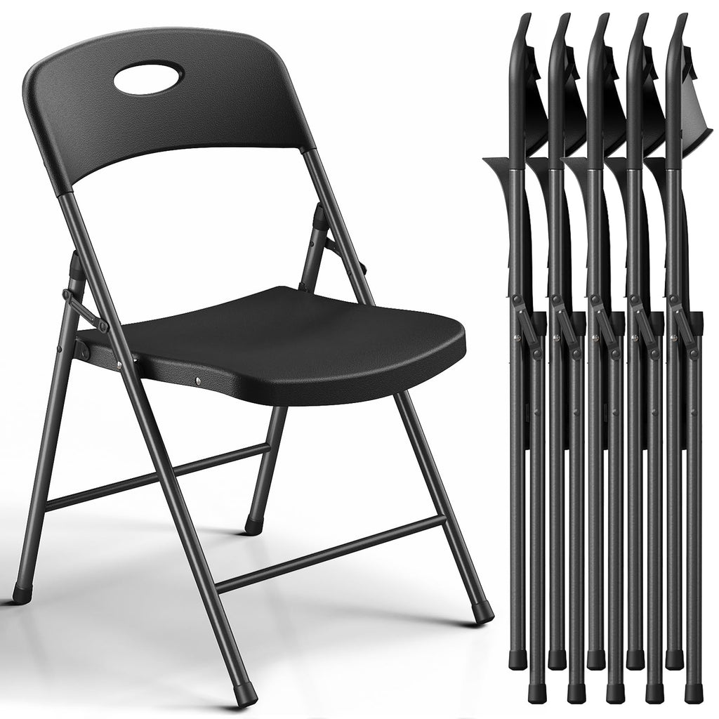 Black 6 Pack Plastic Metal Folding Chairs Q920