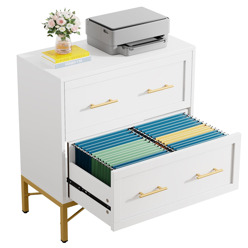 White 2 Drawer Wood File Cabinet D500703