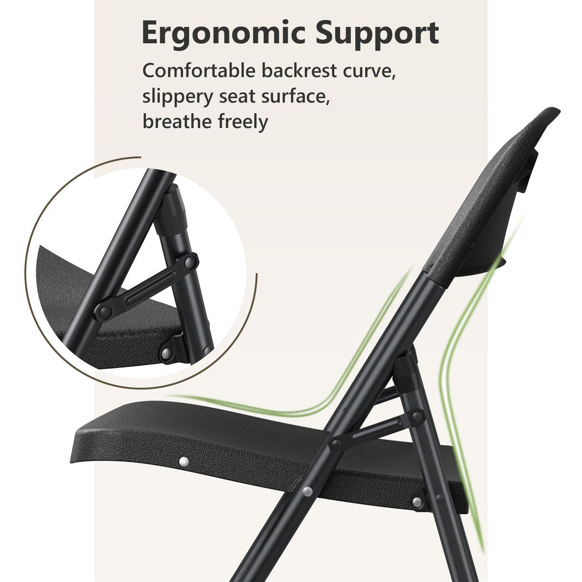 Black 6 Pack Plastic Metal Folding Chairs Q920