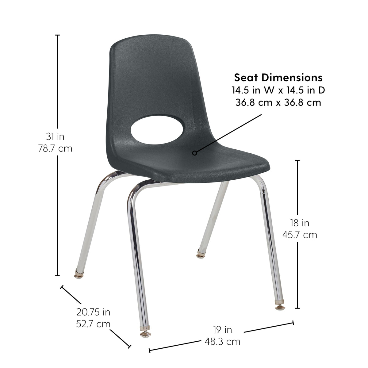 18" Black Stack Chair 5-Pack U6686
