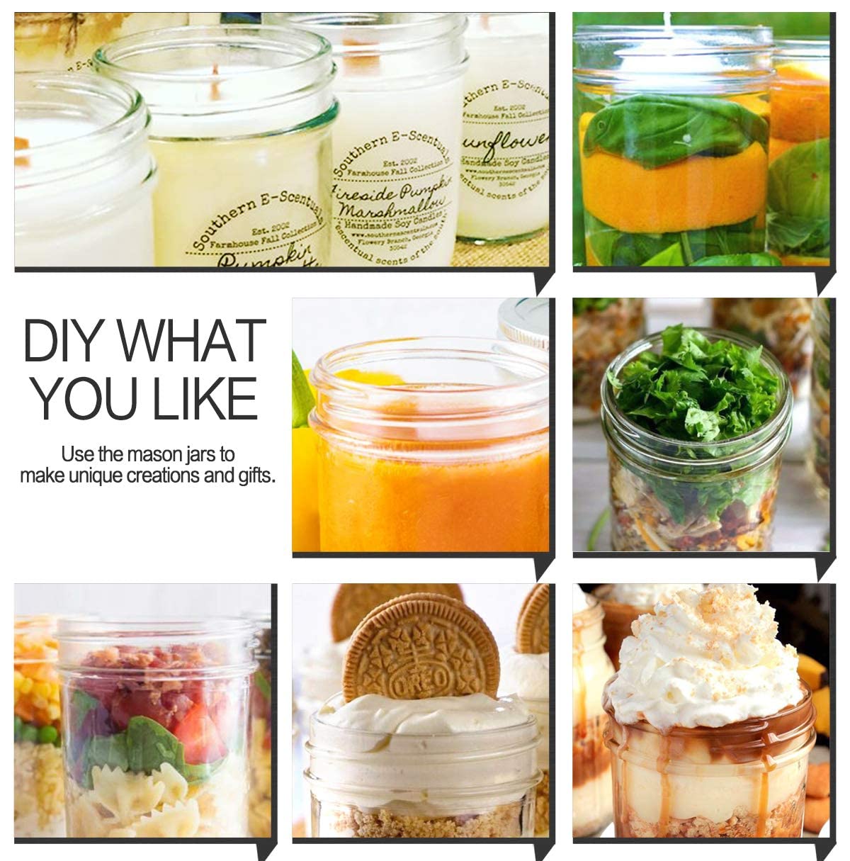 16oz Wide Mouth Mason Jars, 12 Pack with Lids & Bands L183507