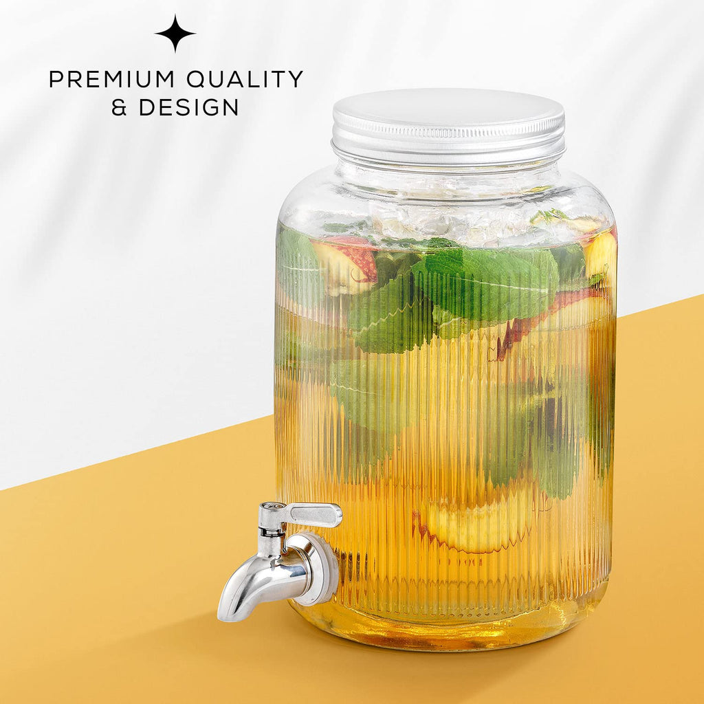 1 Gallon Glass Beverage Dispenser with Stainless Steel Spigot Z606057