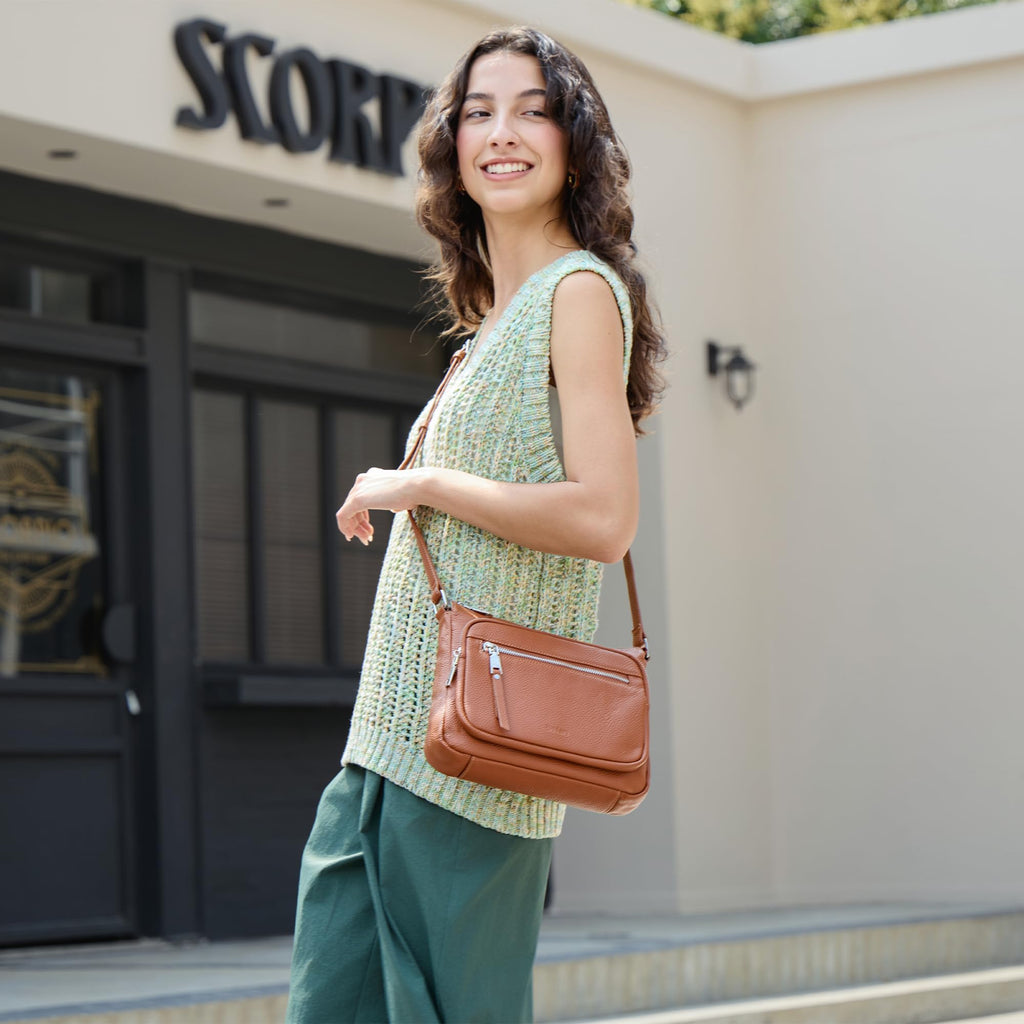 Anti Theft Genuine Leather Crossbody Bag with Wallet N81609