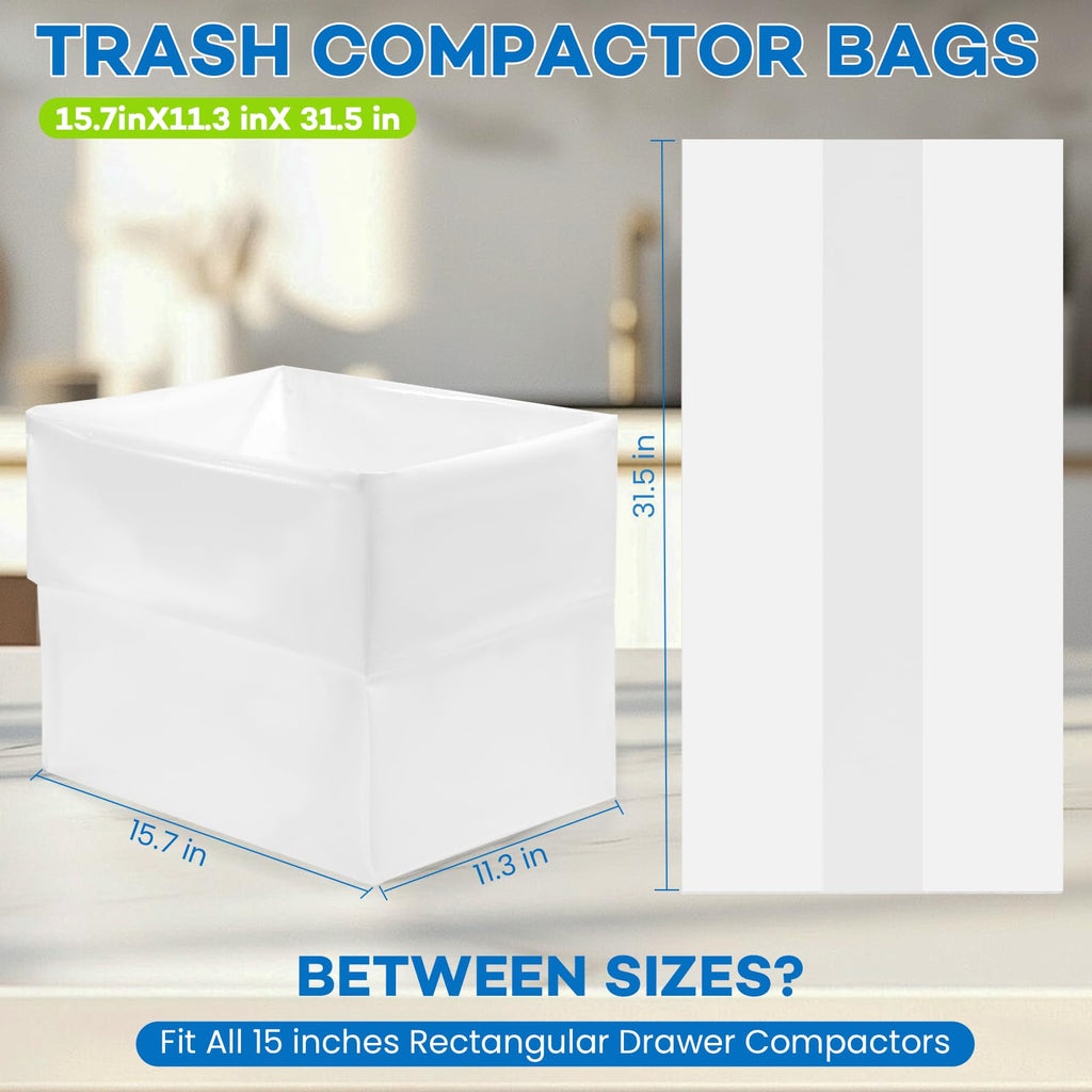 80-pack 2.6 mils White Trash Compactor Bags with Twist Ties J584709