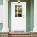 Fiberglass Exterior Door with Brickmould, 36 x 80 Left Hand Inswing 9 Lite Glass Q279683
