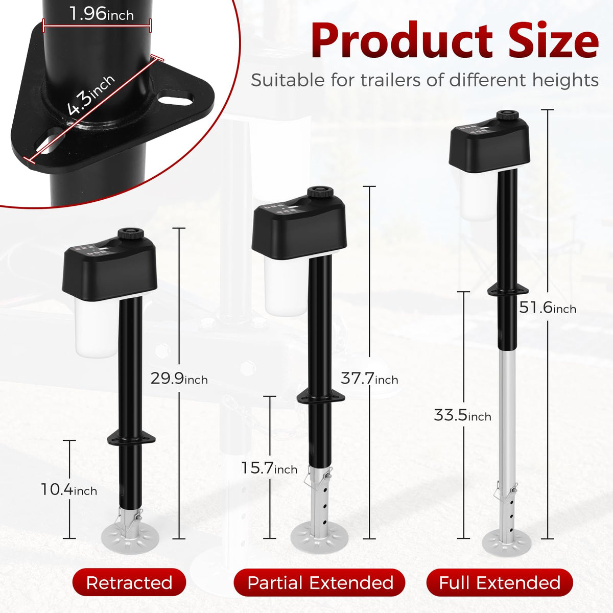 Electric Trailer Jack with 2 Remote Control, IP65 Waterproof G297