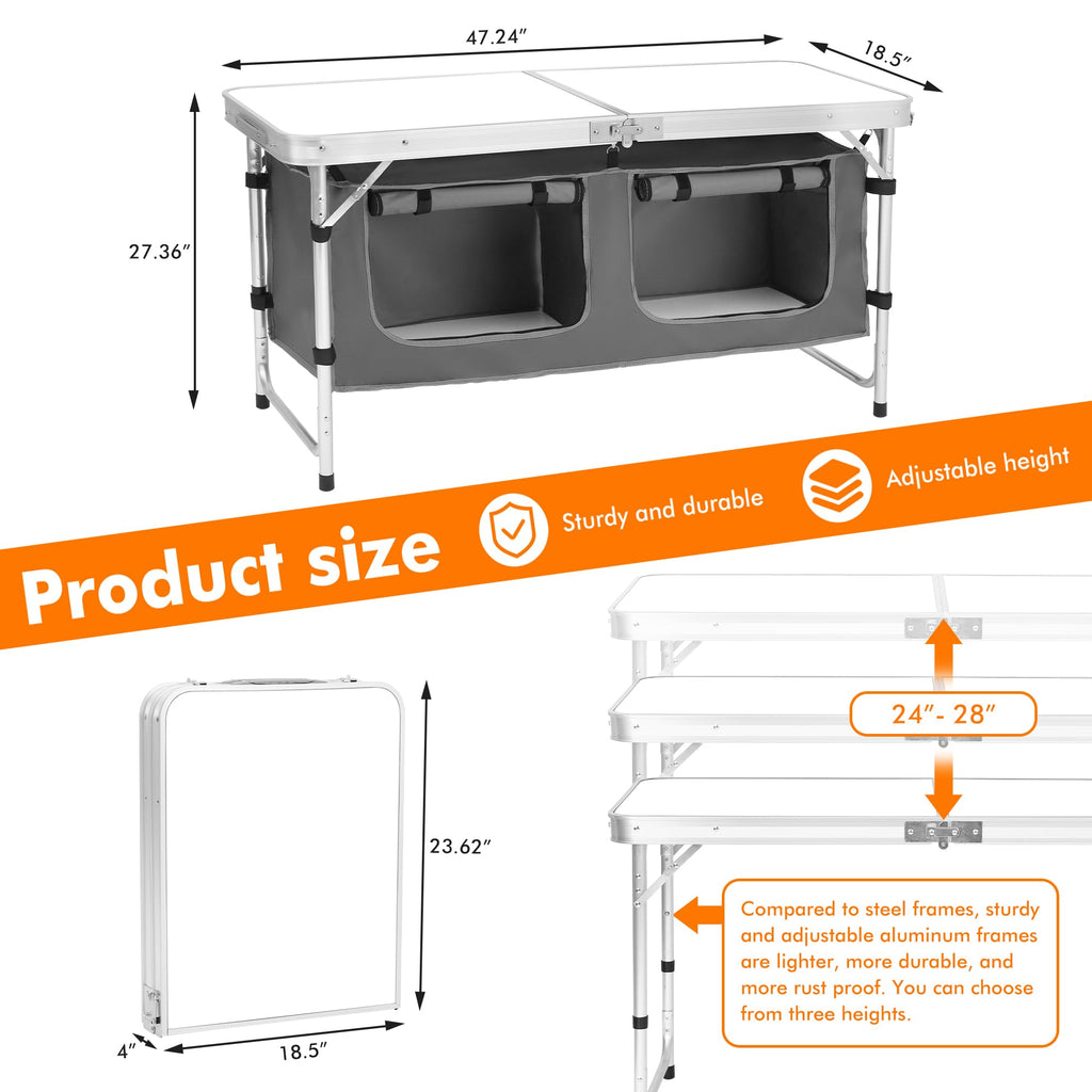 Camping Folding Aluminum Table with Adjustable Legs L52438
