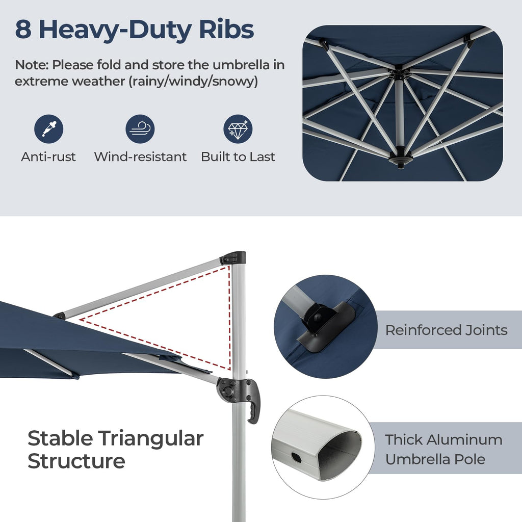 11 FT Cantilever Patio Umbrella with 360° Rotation Q19213