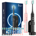 2 Pack Rechargeable Electric Toothbrush with 12 Brush Heads & 2 Travel Case A5125