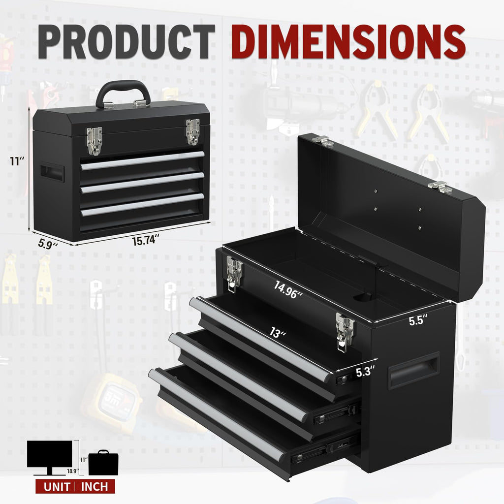 3 Drawer Steel Tool Box with Locking System T9197