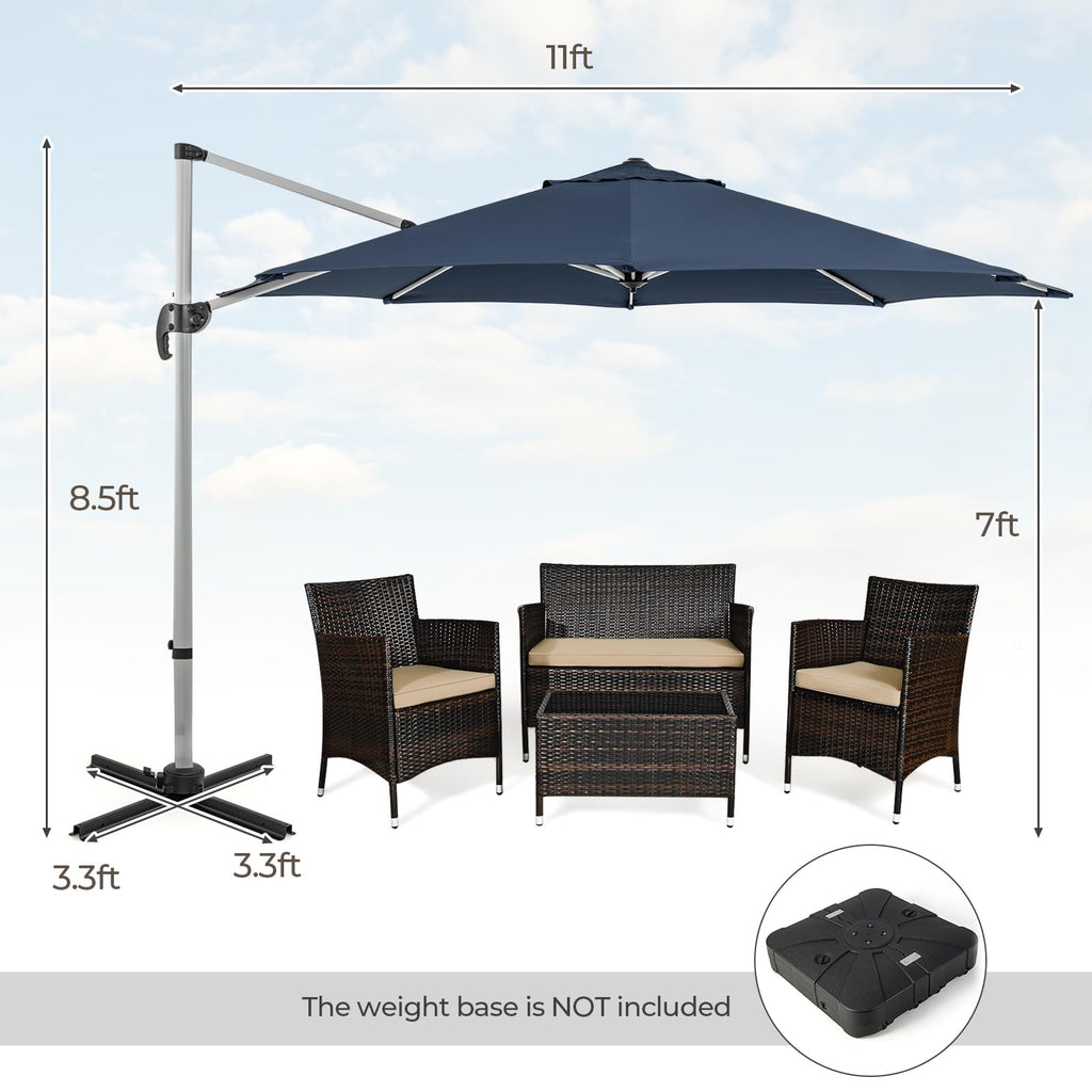 11 FT Cantilever Patio Umbrella with 360° Rotation Q19213