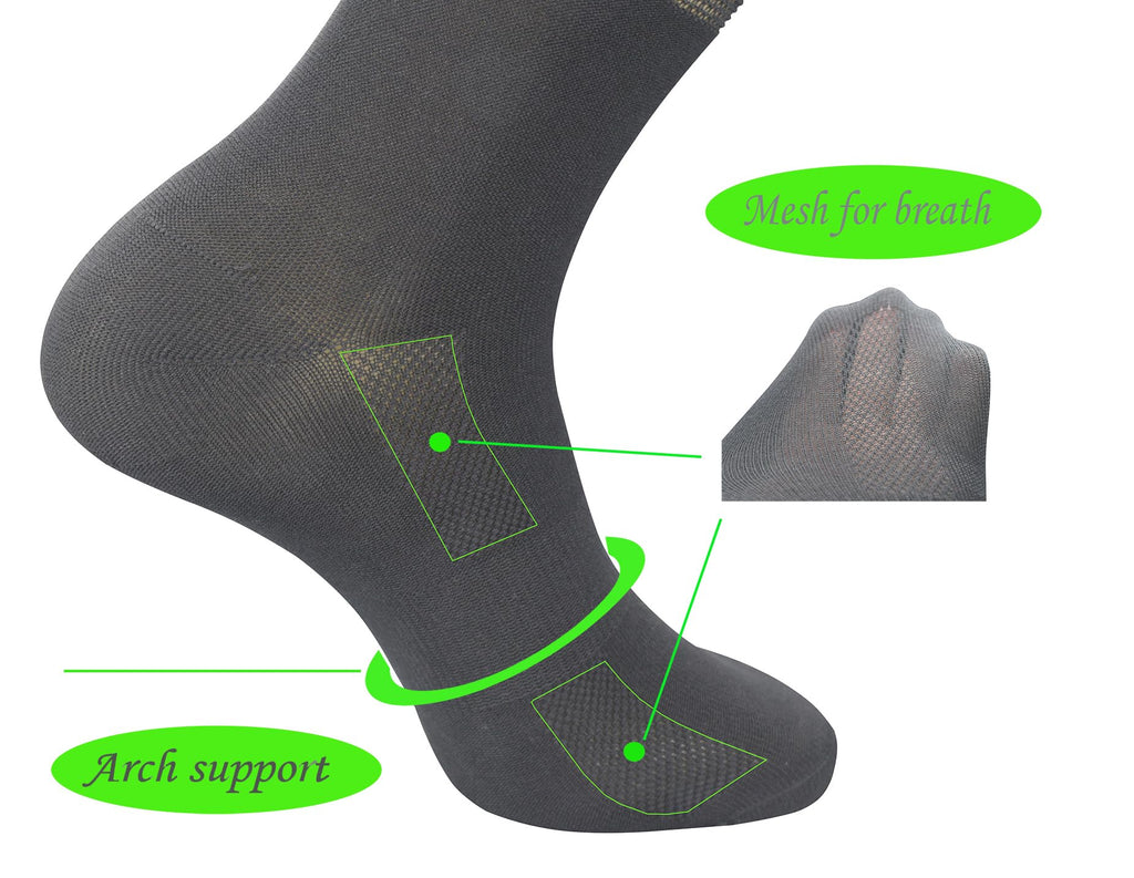 Men's 6 Pairs Bamboo Rayon Breathable Mid-Calf Socks with Arch Support G226