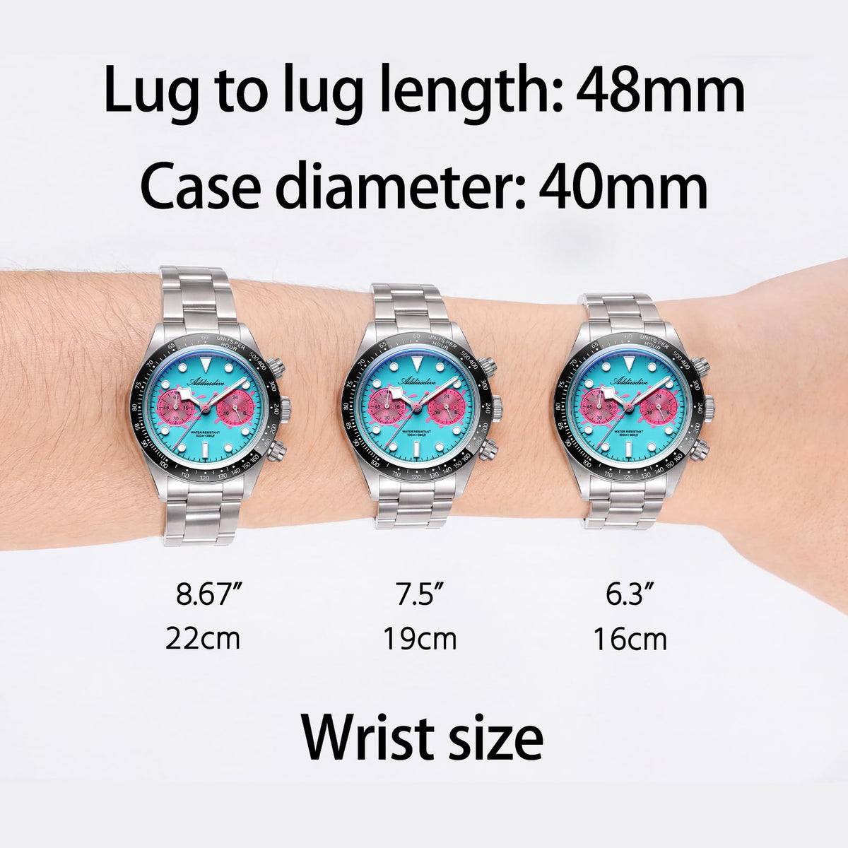 Mens Chronograph Watch Ceramic Tachymeter Bezel 100 M Waterproof H569212