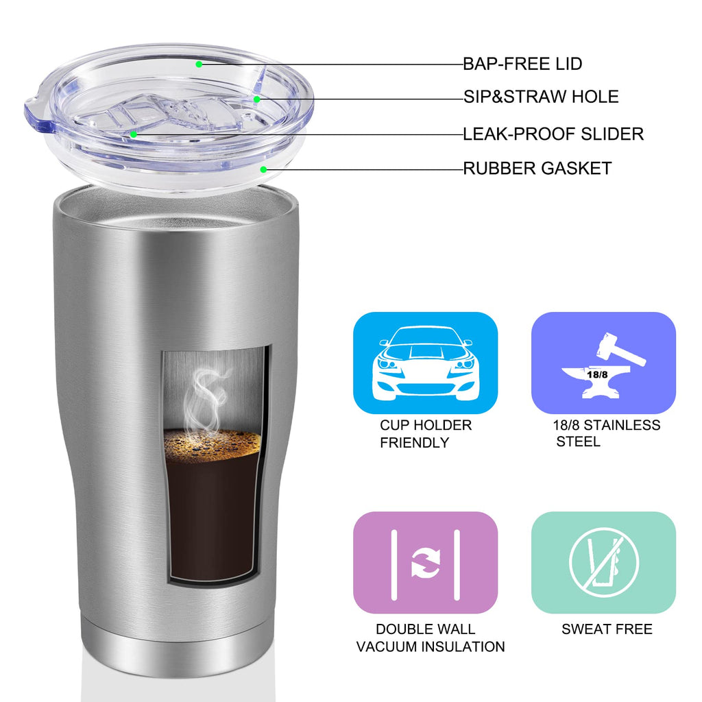 20oz Stainless Steel Insulated Tumbler with Lid And Straw T91875