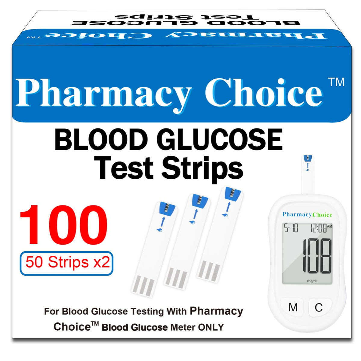 Blood Glucose Test Strips 2 Bottles of 50 Pcs Y8088