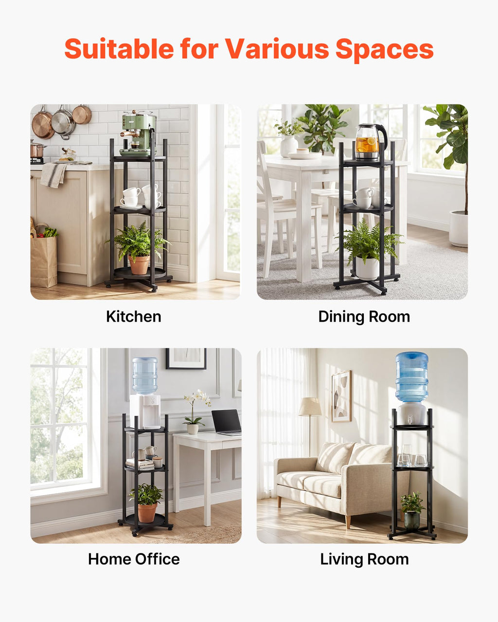 5 Gallon Heavy Duty Water Jug Stand with Storage Shelf T9826
