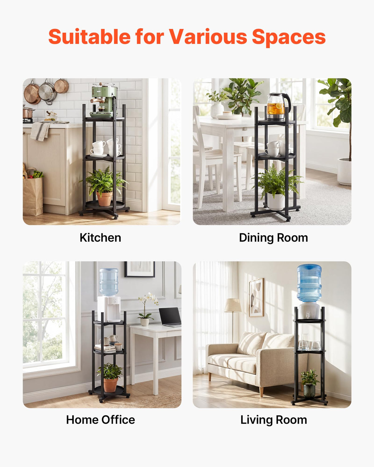 5 Gallon Heavy Duty Water Jug Stand with Storage Shelf T9826