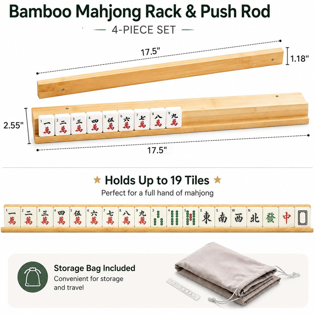 Bamboo Mahjong Racks with Pushers, Set of 4 H470