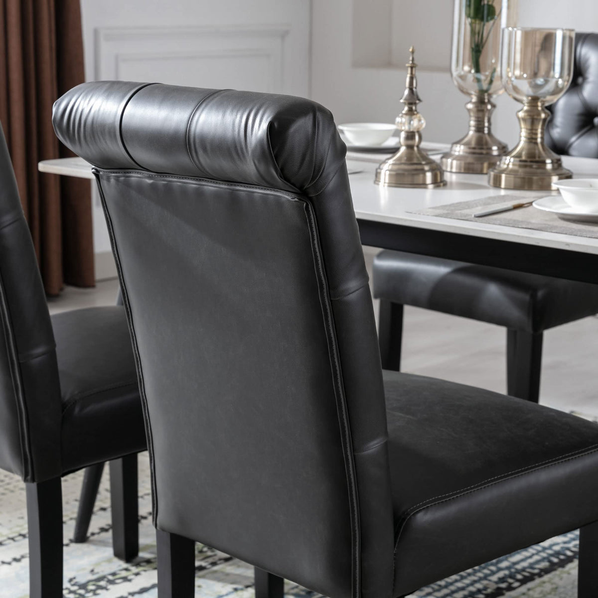 Black PU Leather Dining Chairs Set of 4 C970