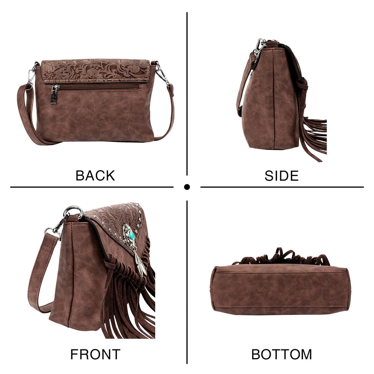 Small Turquoise Fringe Crossbody Handbag J36646