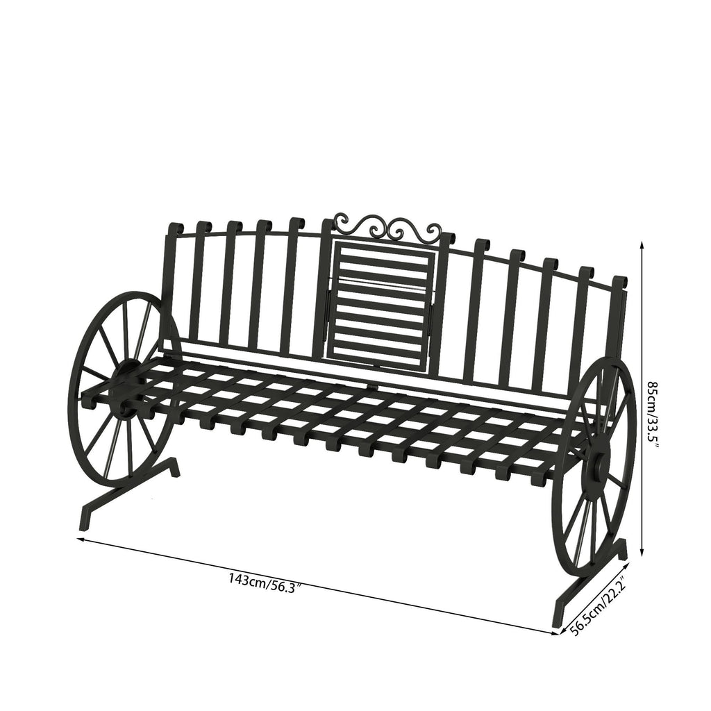 Black Outdoor Garden Bench with Built-in Table S5237