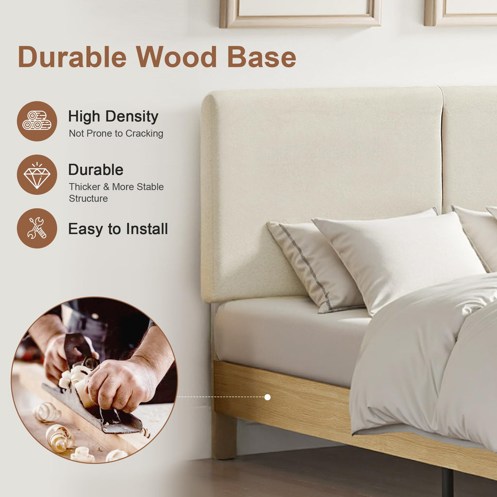 Queen Size Upholstered Platform Bed Frame with Headboard L630