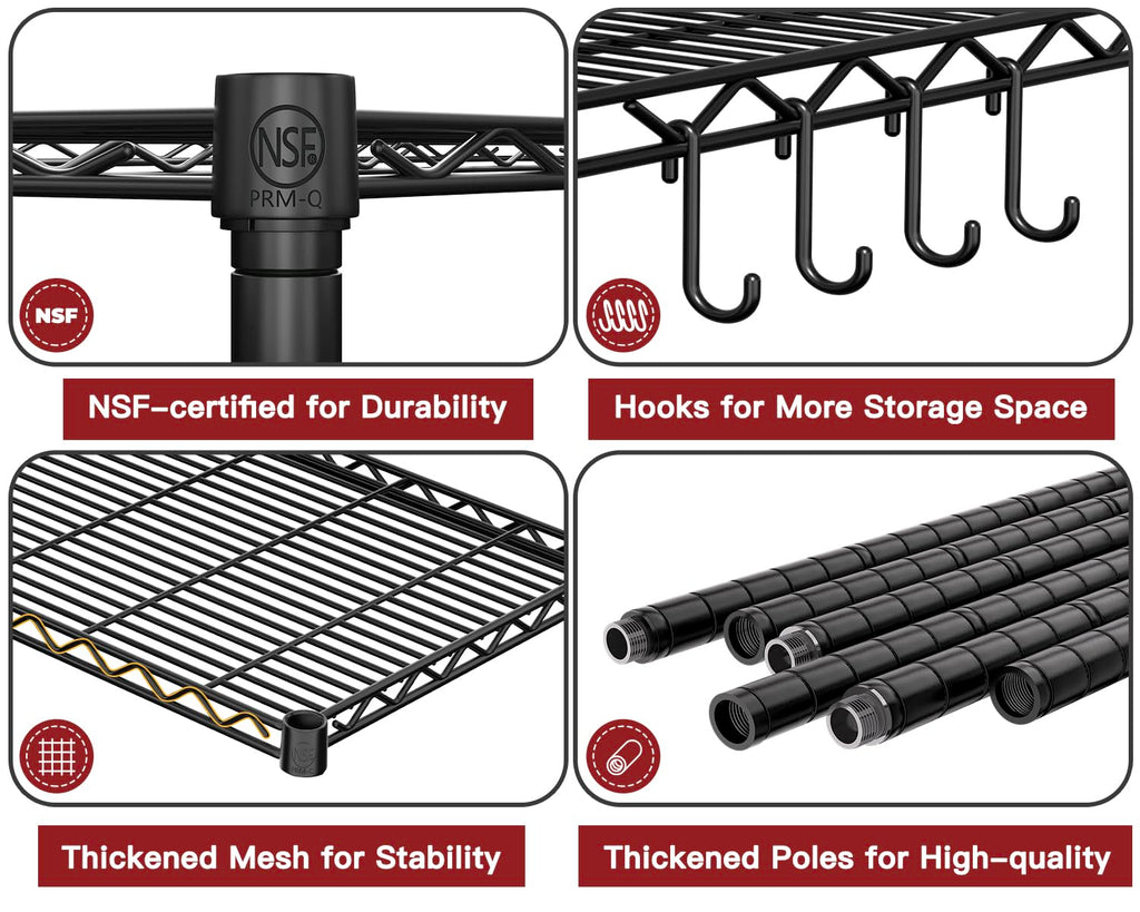 Wire Storage Rack with Wheels Metal Shelving M92237