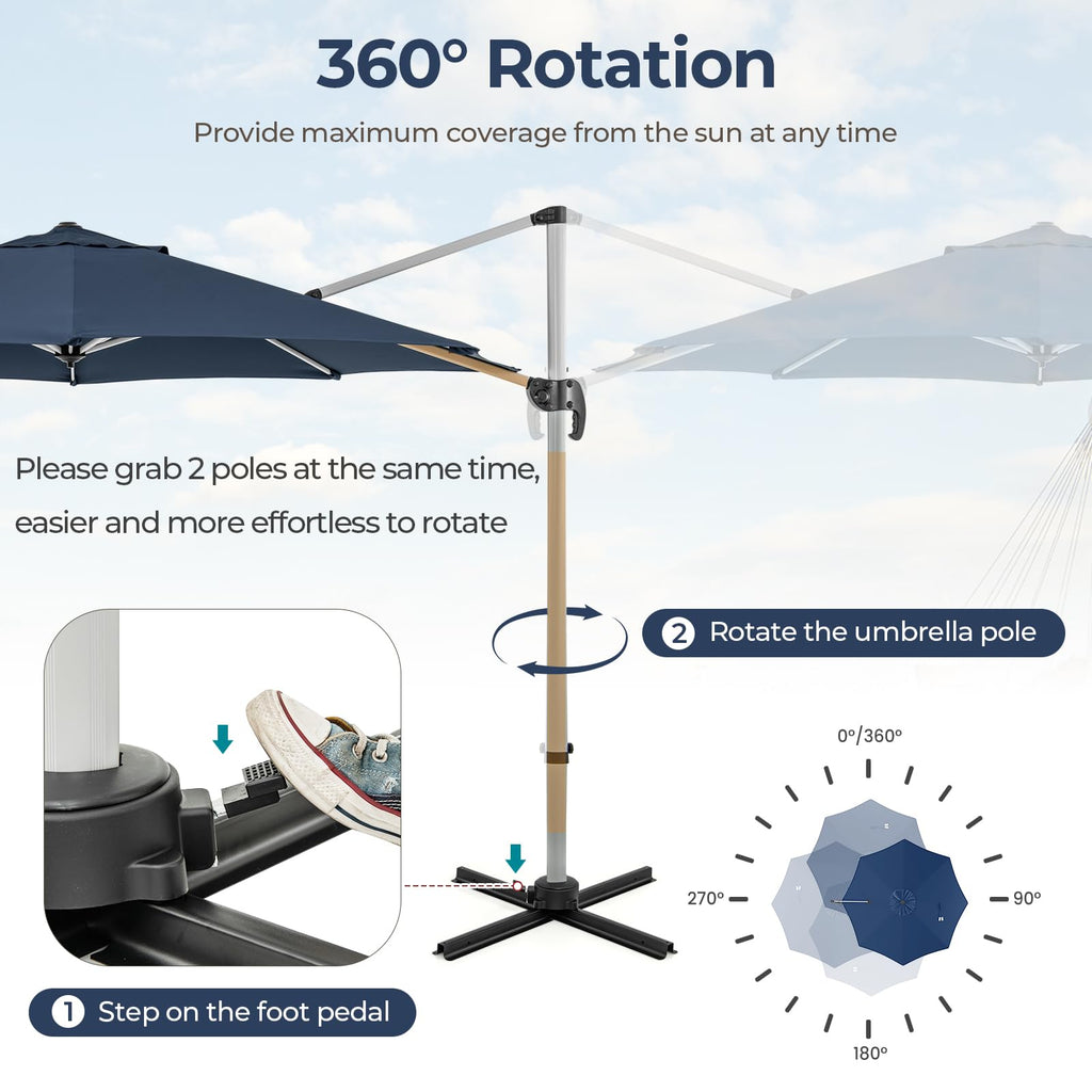 11 FT Cantilever Patio Umbrella with 360° Rotation Q19213