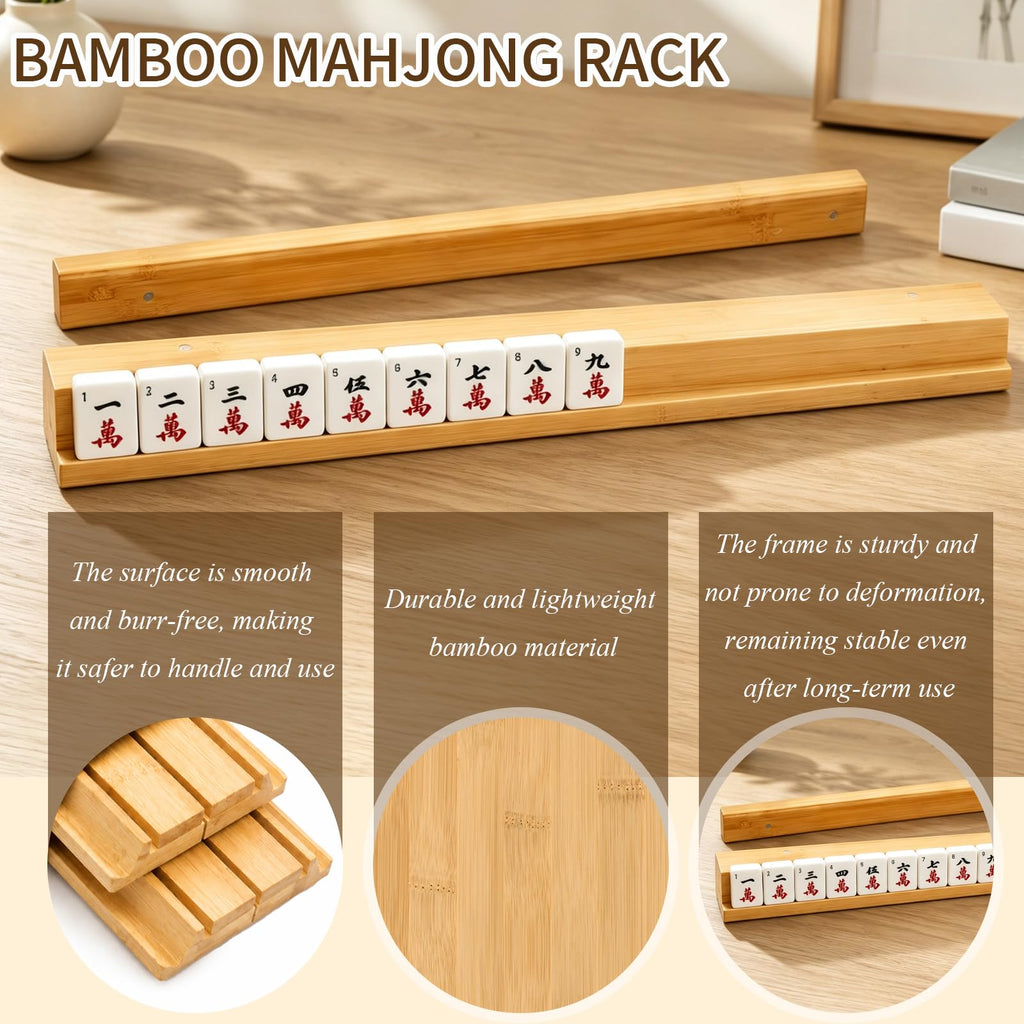 Bamboo Mahjong Racks with Pushers, Set of 4 H470