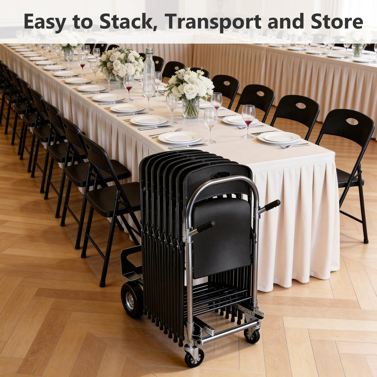 Black 6 Pack Plastic Metal Folding Chairs Q920