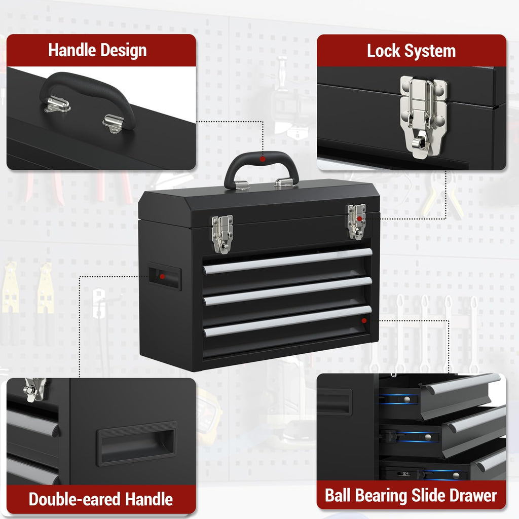 3 Drawer Steel Tool Box with Locking System T9197