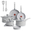 Ceramic Nonstick Pots and Pans Set, 12-Piece, Moon Grey E1917