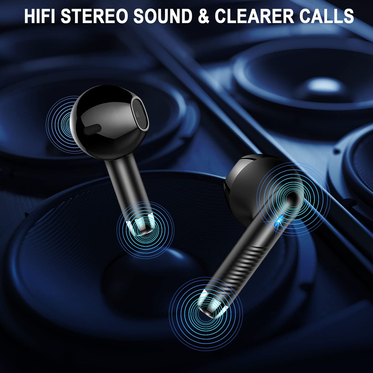 Black and Purple Wireless Earbuds D6345