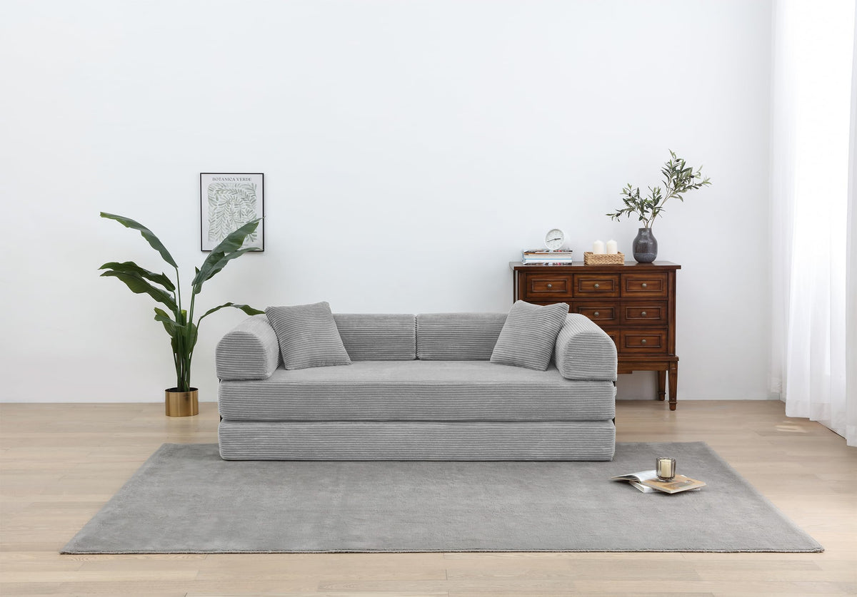 Light Gray Convertible Sleeper Sofa V472