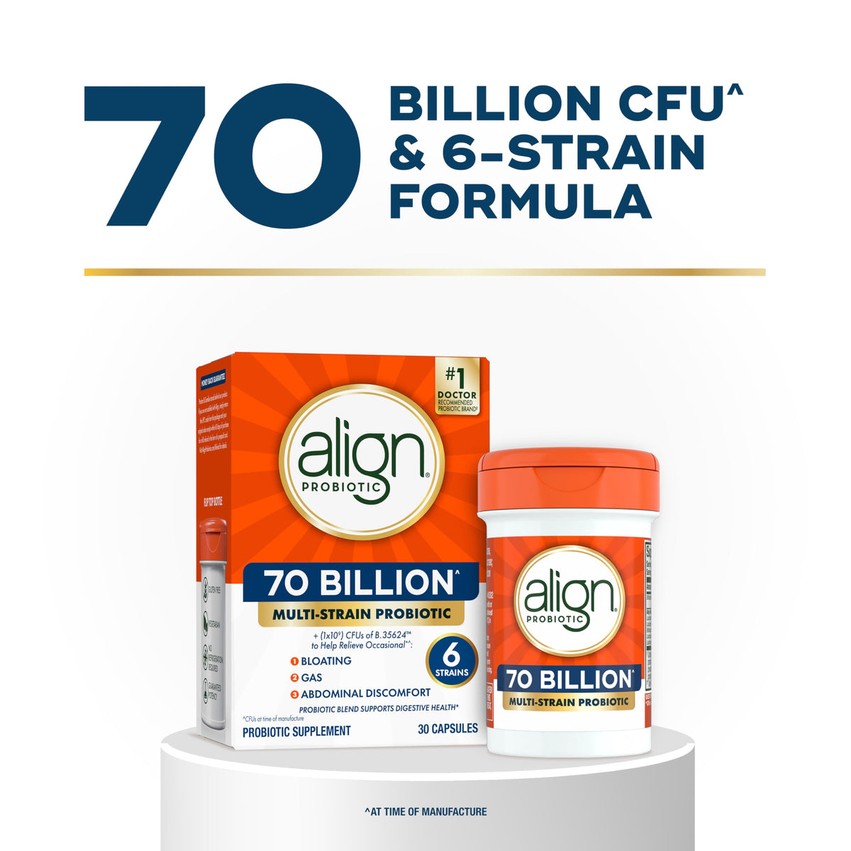 70 Billion CFU 6 Strain Blend Probiotic 30 Capsules U827623