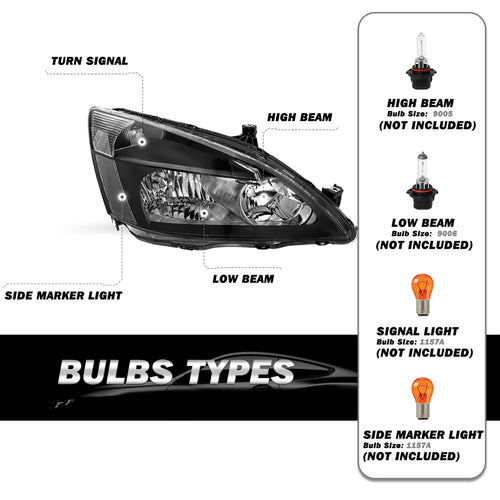 2003-2007 Honda Accord Halogen Headlight Assembly A7014