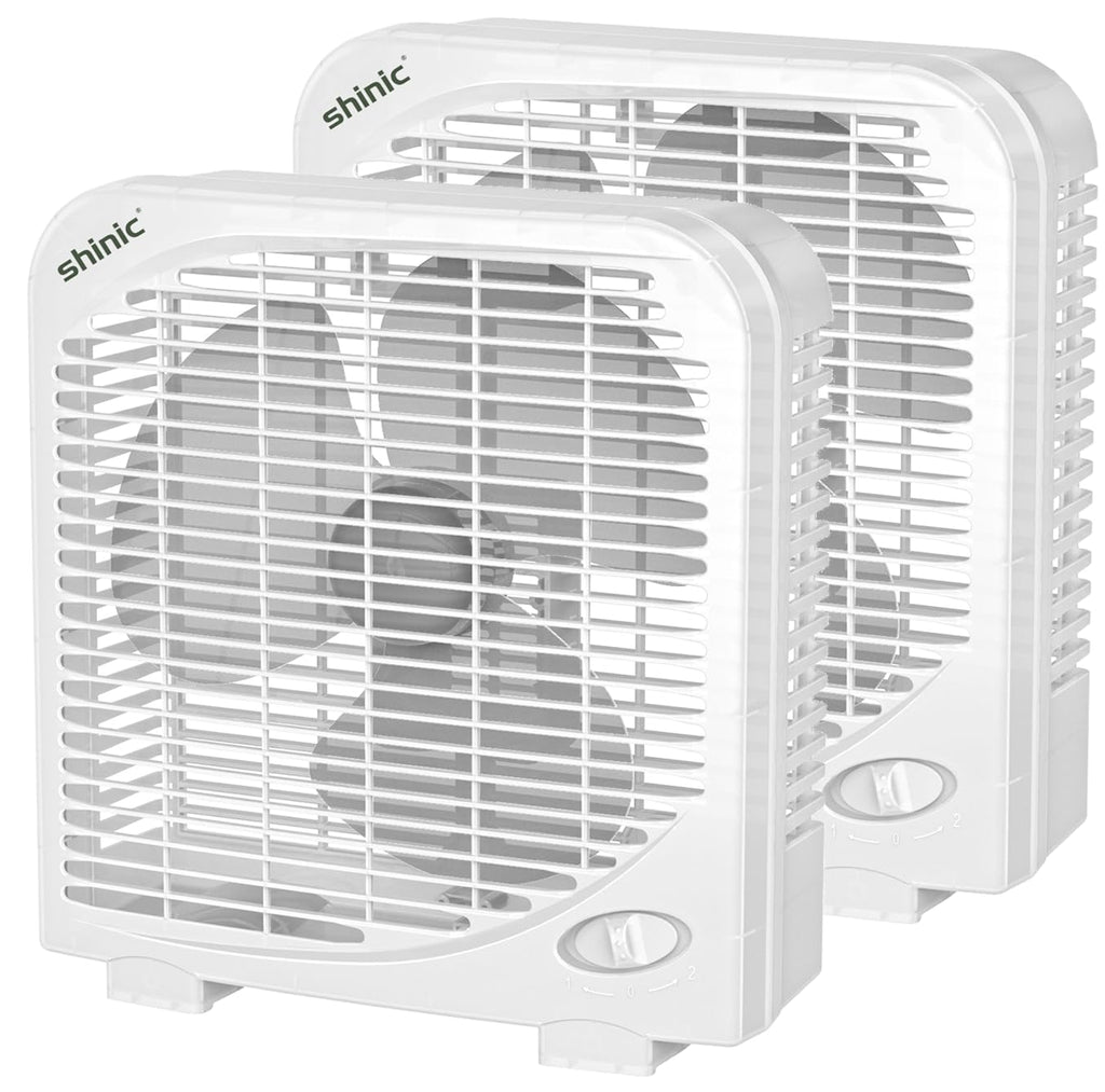 2 Packs 10" Tabletop Box Fan, 2 Speeds, White P650