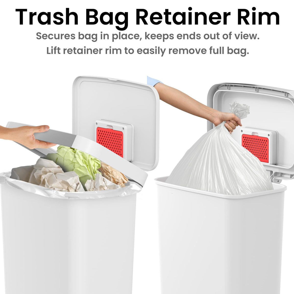 13.2 Gal Step Pedal Kitchen Trash Can with Odor Filter, White Plastic L1268