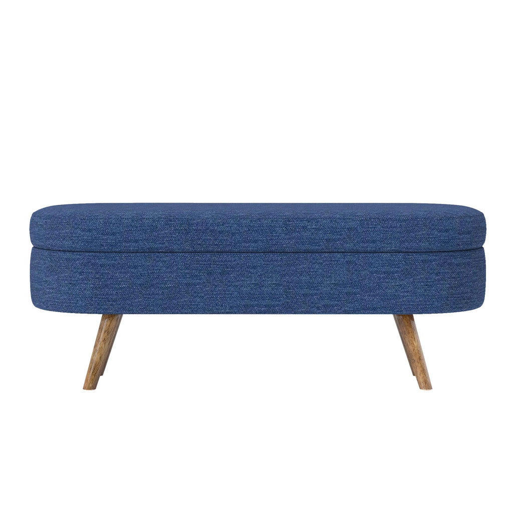 Oval Storage Bench with Rubber Wood Legs, Blue J781