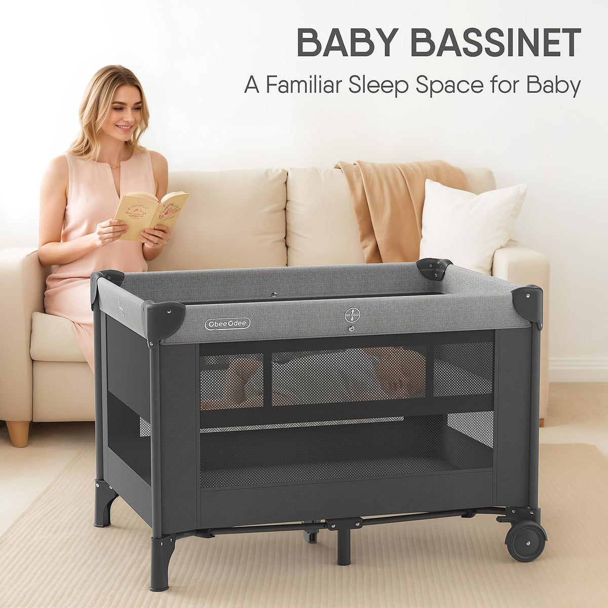 Grey Baby Bassinet Playard G390071
