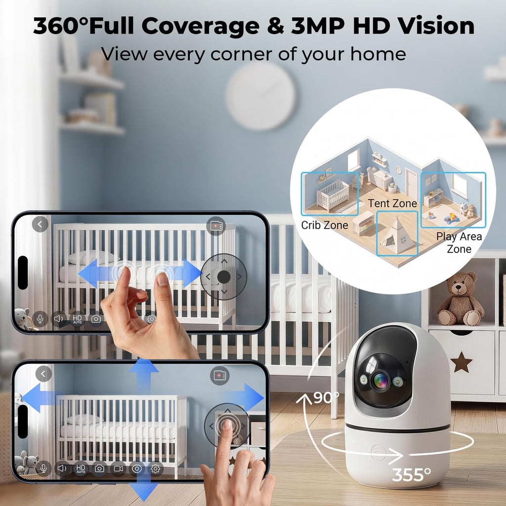 Indoor Camera 5G&2.4G WiFi 360° Pan/Tilt 2-Pack V48272