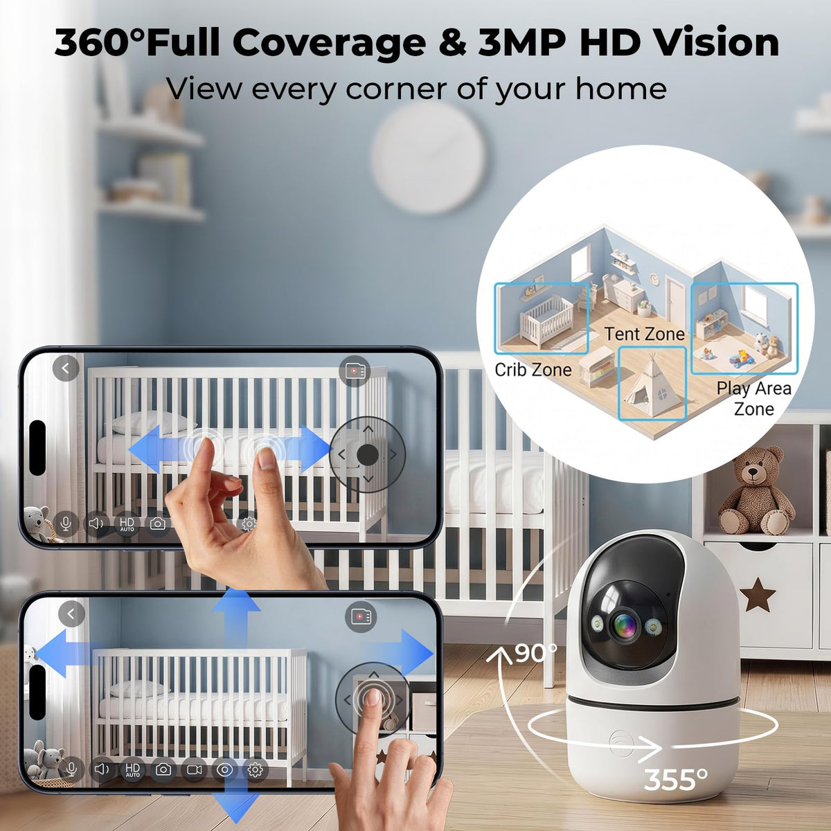 Indoor Camera 5G&2.4G WiFi 360° Pan/Tilt 2-Pack V48272