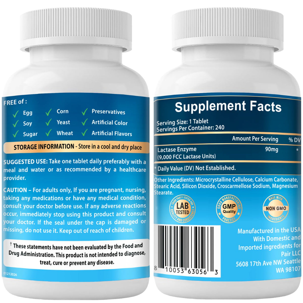 Lactase Enzyme 240 Tablets Z498987