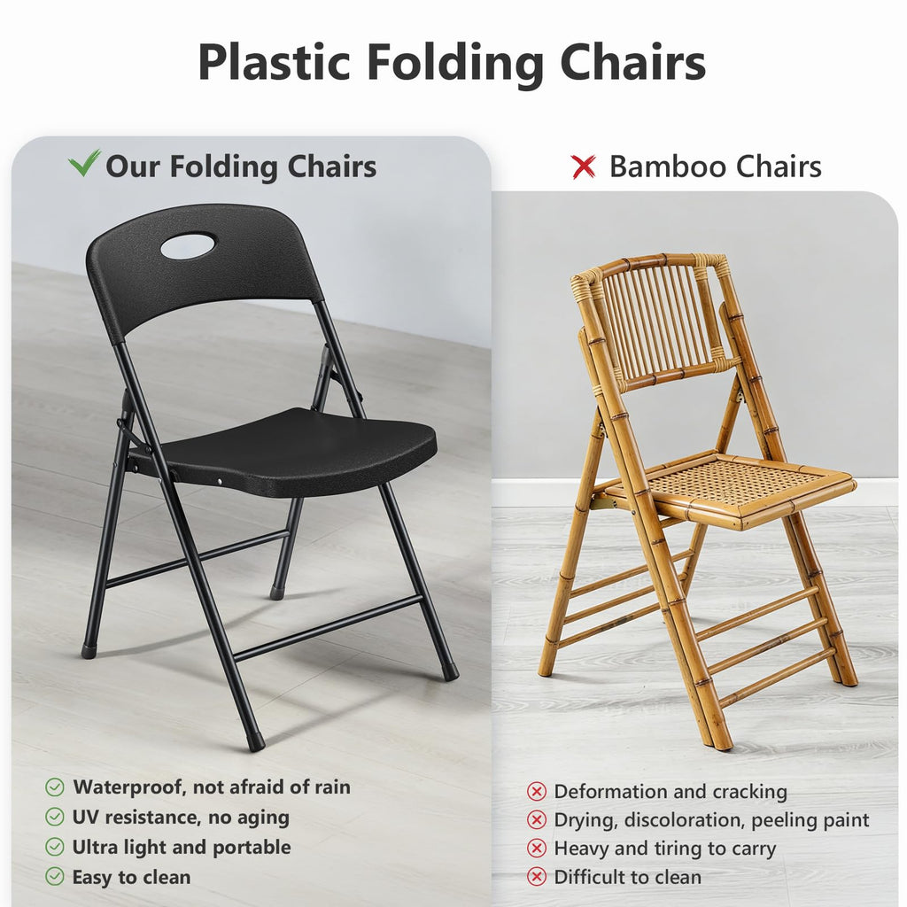 Black 6 Pack Plastic Metal Folding Chairs Q920