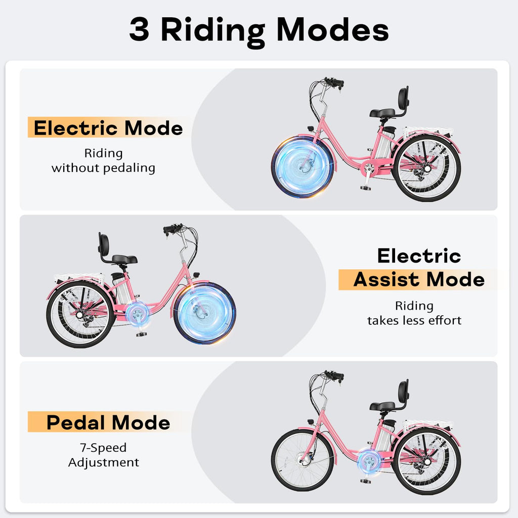 500W 3-Wheel Electric Trike with Removable Battery R2845