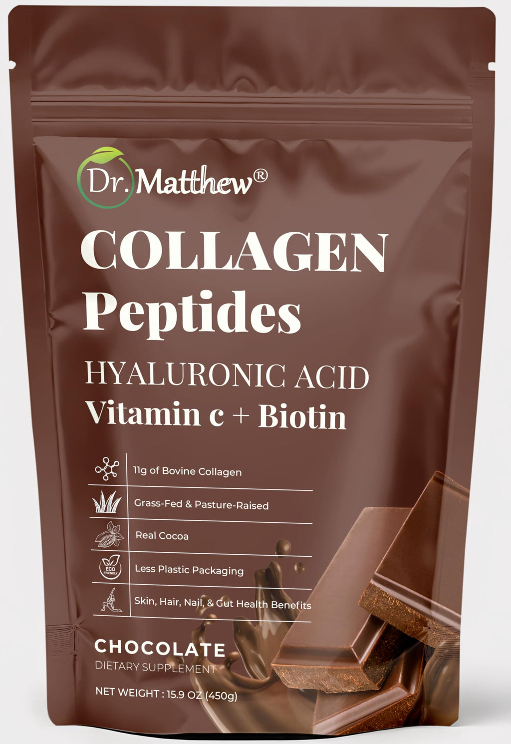 Chocolate Collagen Peptides Powder with Hyaluronic Acid and Vitamin C A56924