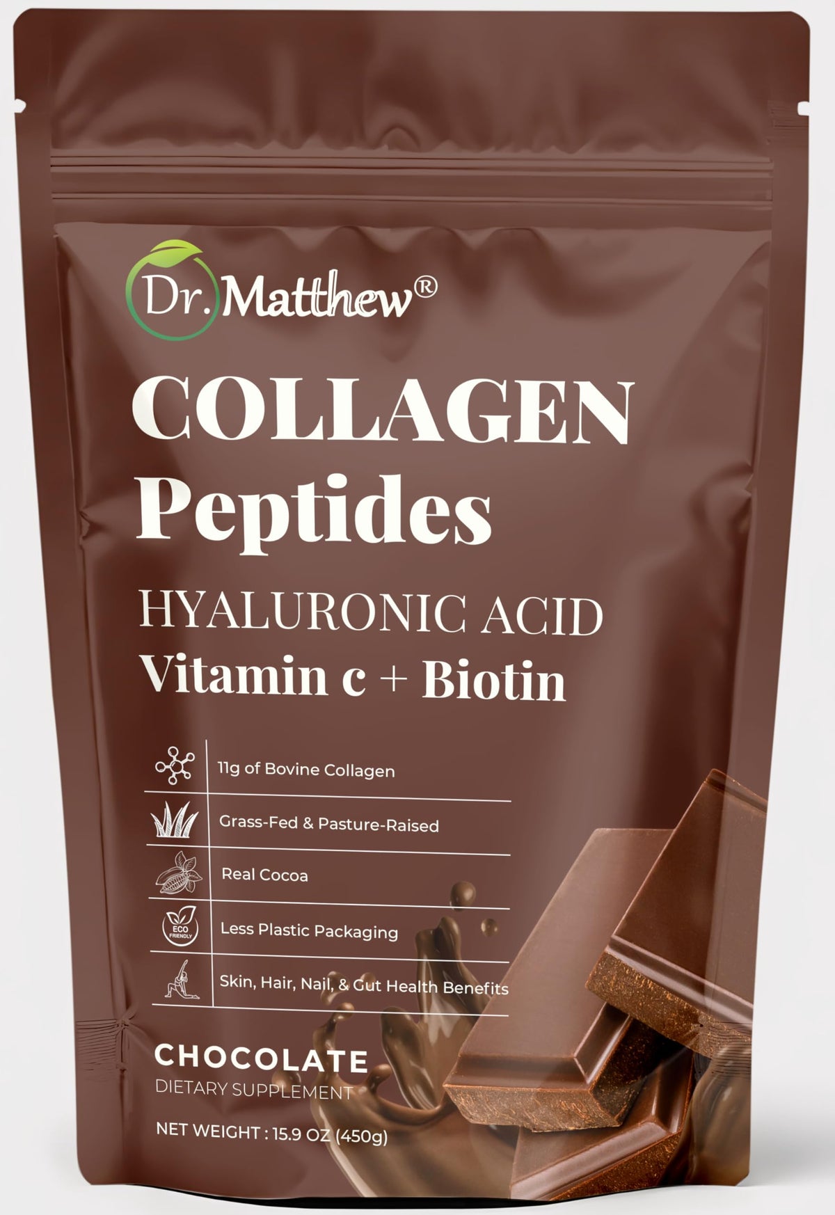 Chocolate Collagen Peptides Powder with Hyaluronic Acid and Vitamin C A56924