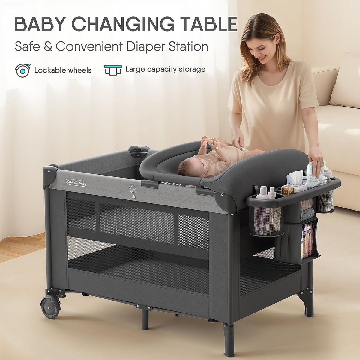 Grey Baby Bassinet Playard G390071