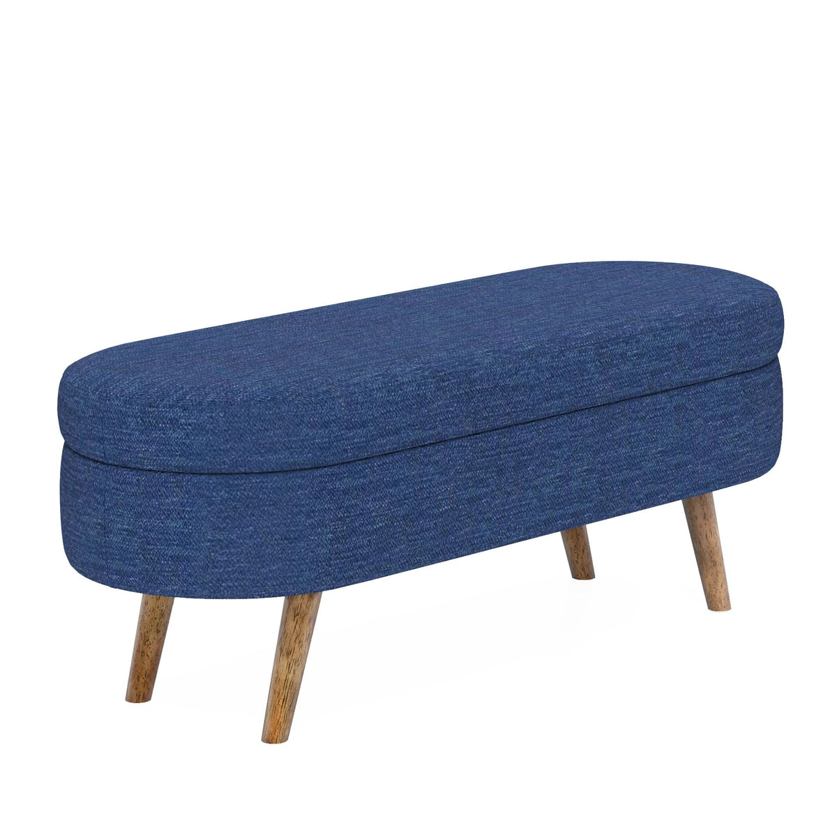 Oval Storage Bench with Rubber Wood Legs, Blue J781
