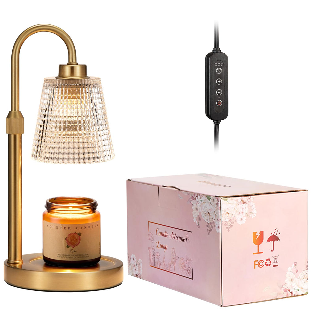 Gold Candle Warmer Lamp with Timer, Dimmable, Height Adjustable M7459